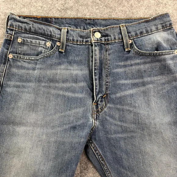 Levis 513 Mens 32x32 Blue Medium Wash Stretch Slim Straight Jeans - Picture 4 of 16